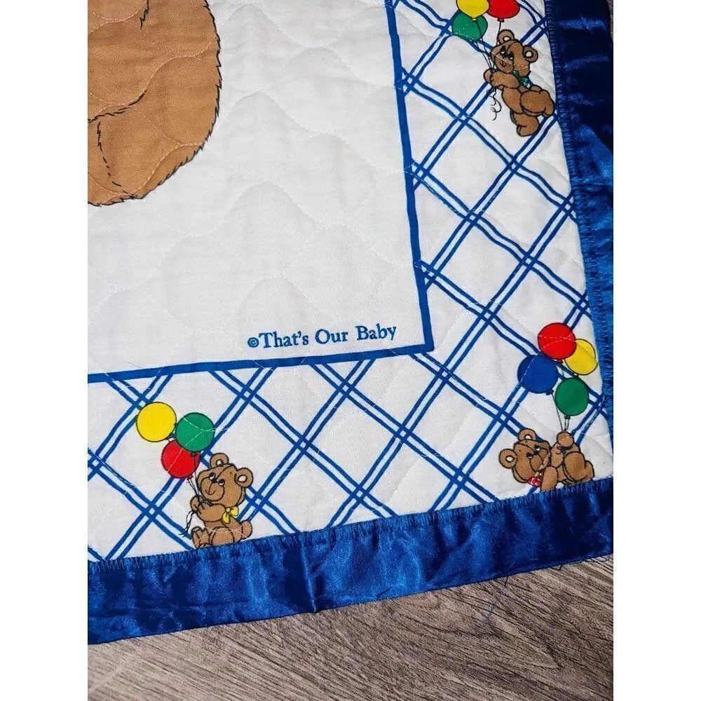 Vintage baby‎ nursey comforter that's my boy bear balloon reversible retro